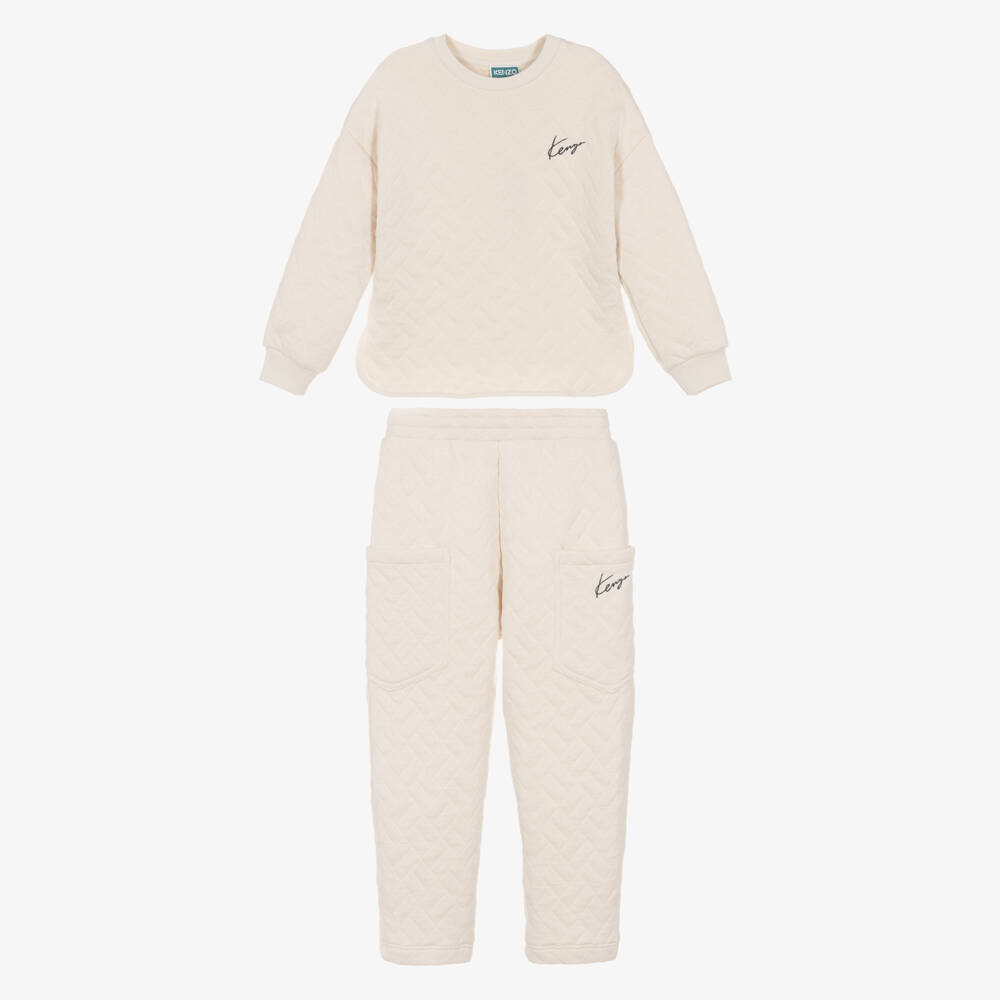 KENZO KIDS-Уютный кремовый стеганый комплект для девочек | Childrensalon Outlet