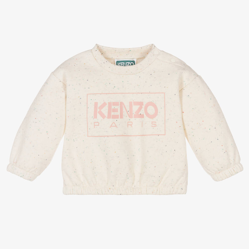 KENZO KIDS - Girls Ivory Speckled Sweatshirt | Childrensalon