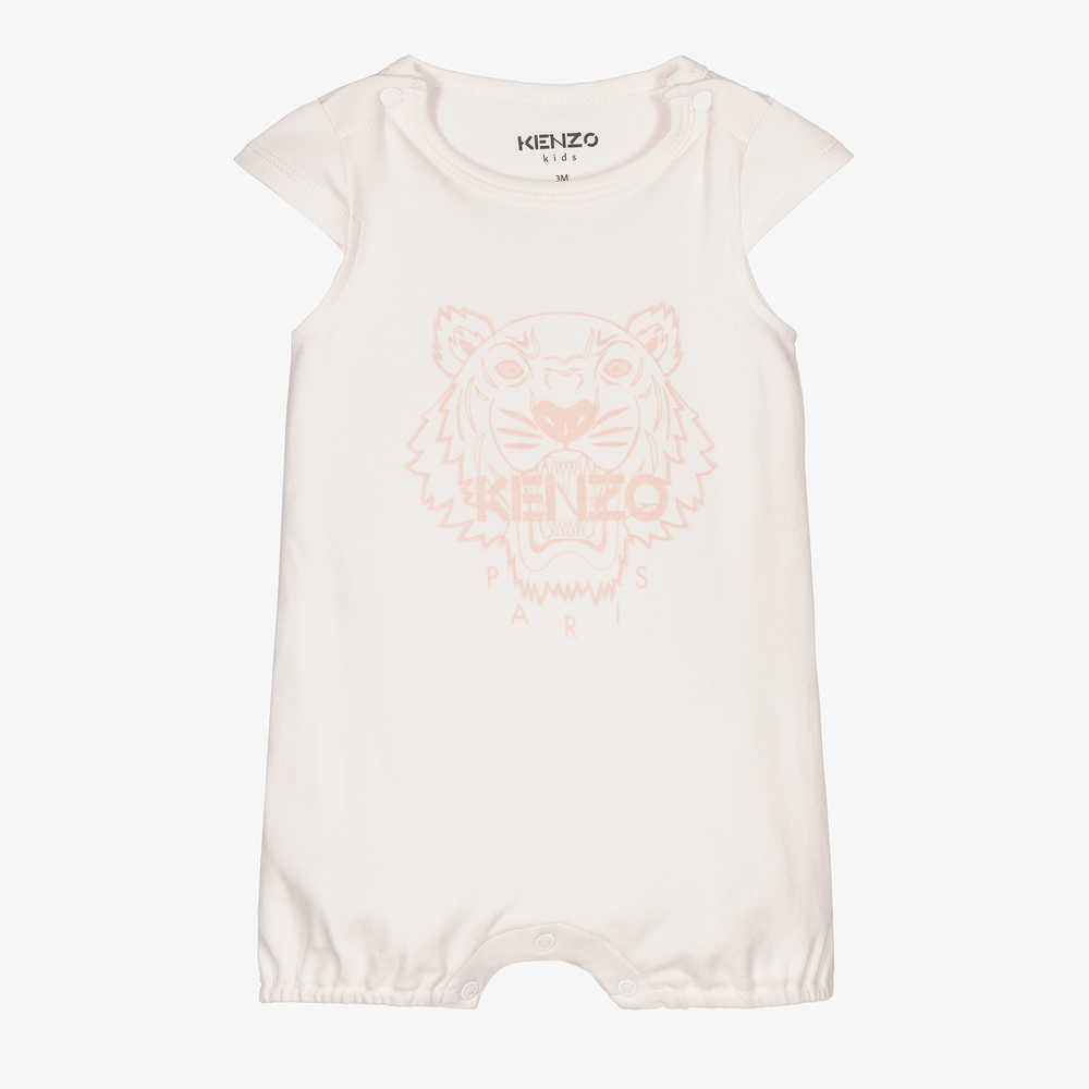KENZO KIDS - Girls Ivory Tiger Logo Shortie | Childrensalon