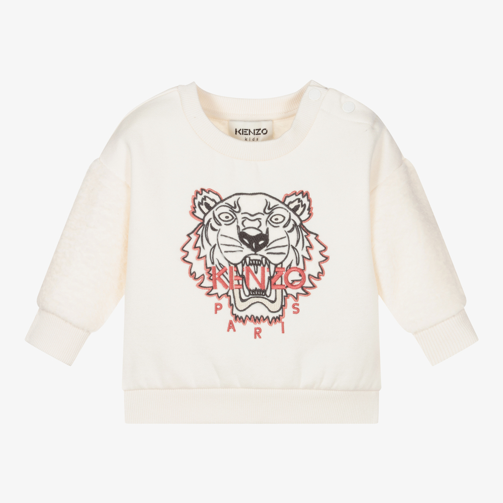 KENZO KIDS - Girls Ivory Tiger Sweatshirt | Childrensalon