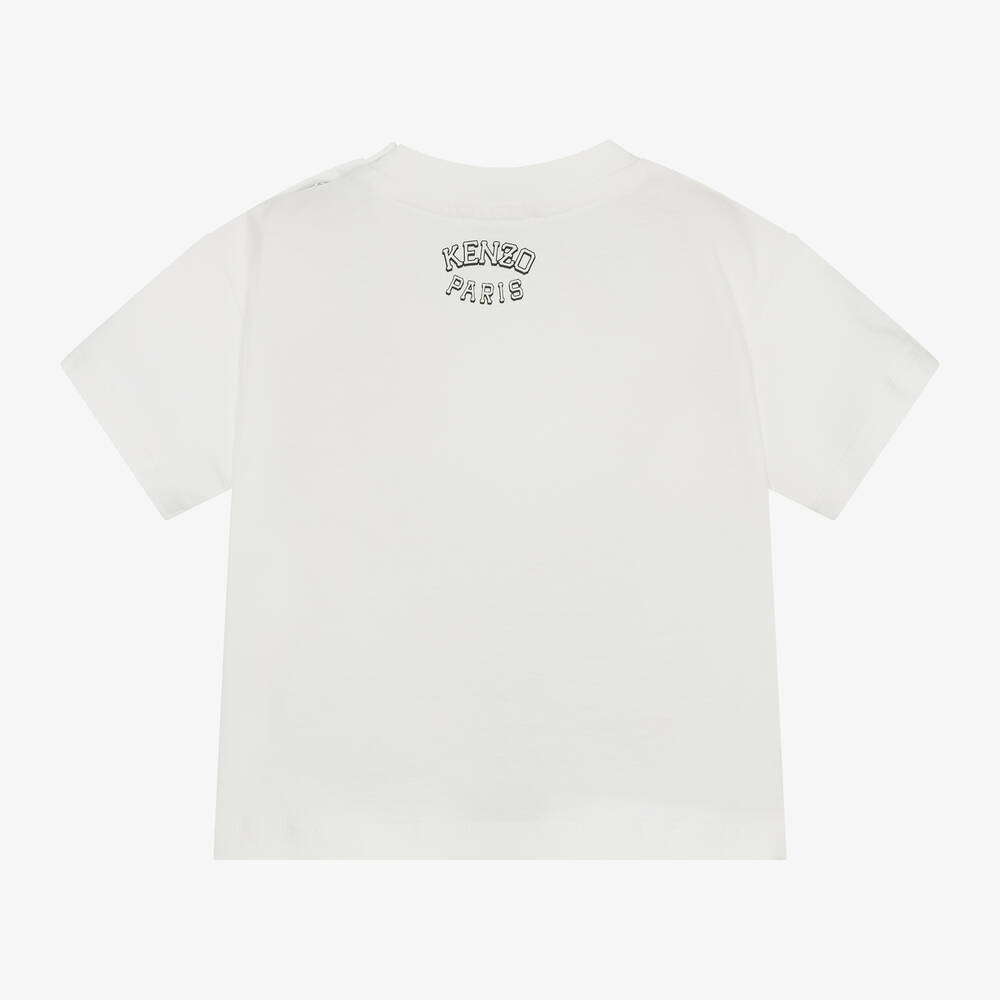 KENZO KIDS-Girls Ivory Varsity Tiger Cotton T-Shirt | Childrensalon Outlet
