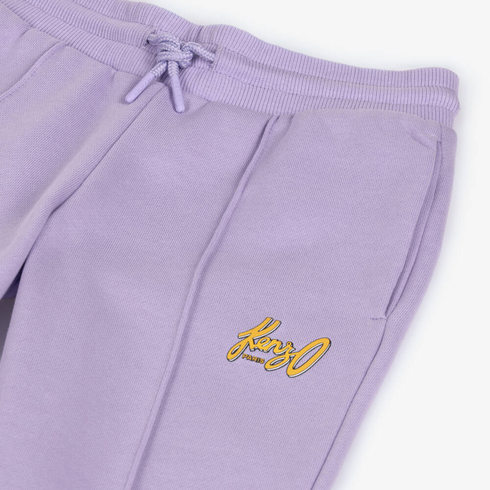 KENZO KIDS-بنطلون رياضي قطن لون بنفسجي ليلكي للبنات | Childrensalon Outlet