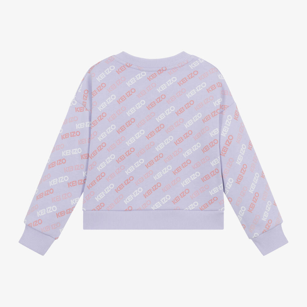 KENZO KIDS-سويتشيرت قطن عضوي لون بنفسجي للبنات | Childrensalon Outlet