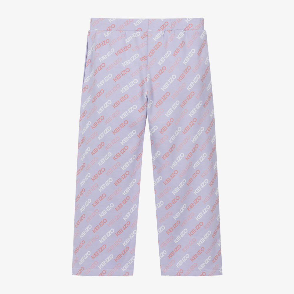 KENZO KIDS-Girls Lilac Wide-Leg Cotton Joggers | Childrensalon Outlet