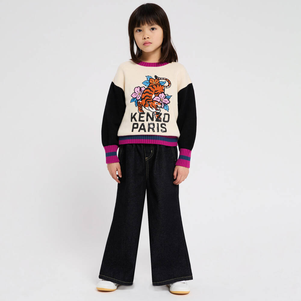 KENZO KIDS-Girls Luxe Ivory Tiger Knit | Childrensalon Outlet