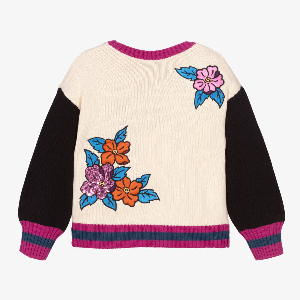 KENZO KIDS-Girls Luxe Ivory Tiger Knit | Childrensalon Outlet