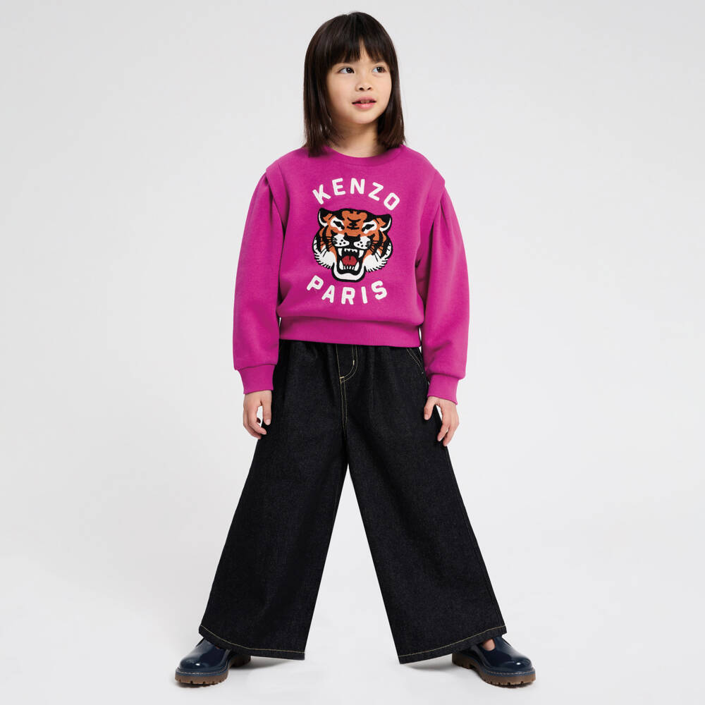 كينزو كيدز-سويتشيرت بطبعة نمر لون زهري للبنات | Childrensalon Outlet