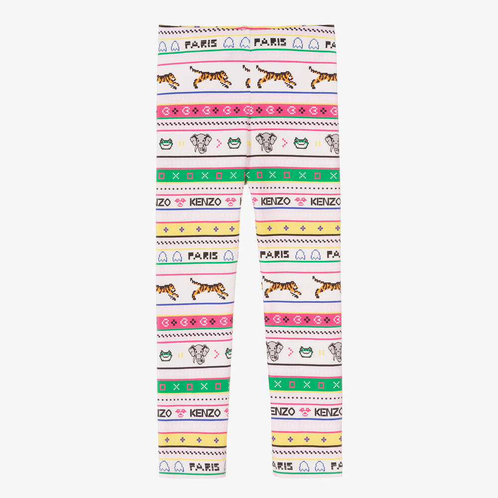 KENZO KIDS - Girls Multicolour Cotton Stripe Leggings | Childrensalon