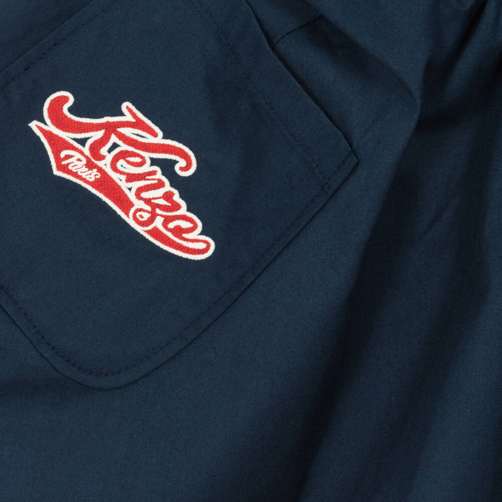 KENZO KIDS-Синее хлопковое платье для девочек | Childrensalon Outlet