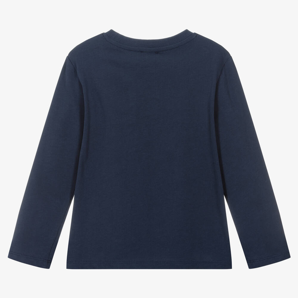 KENZO KIDS-Синий хлопковый топ с тигром | Childrensalon Outlet