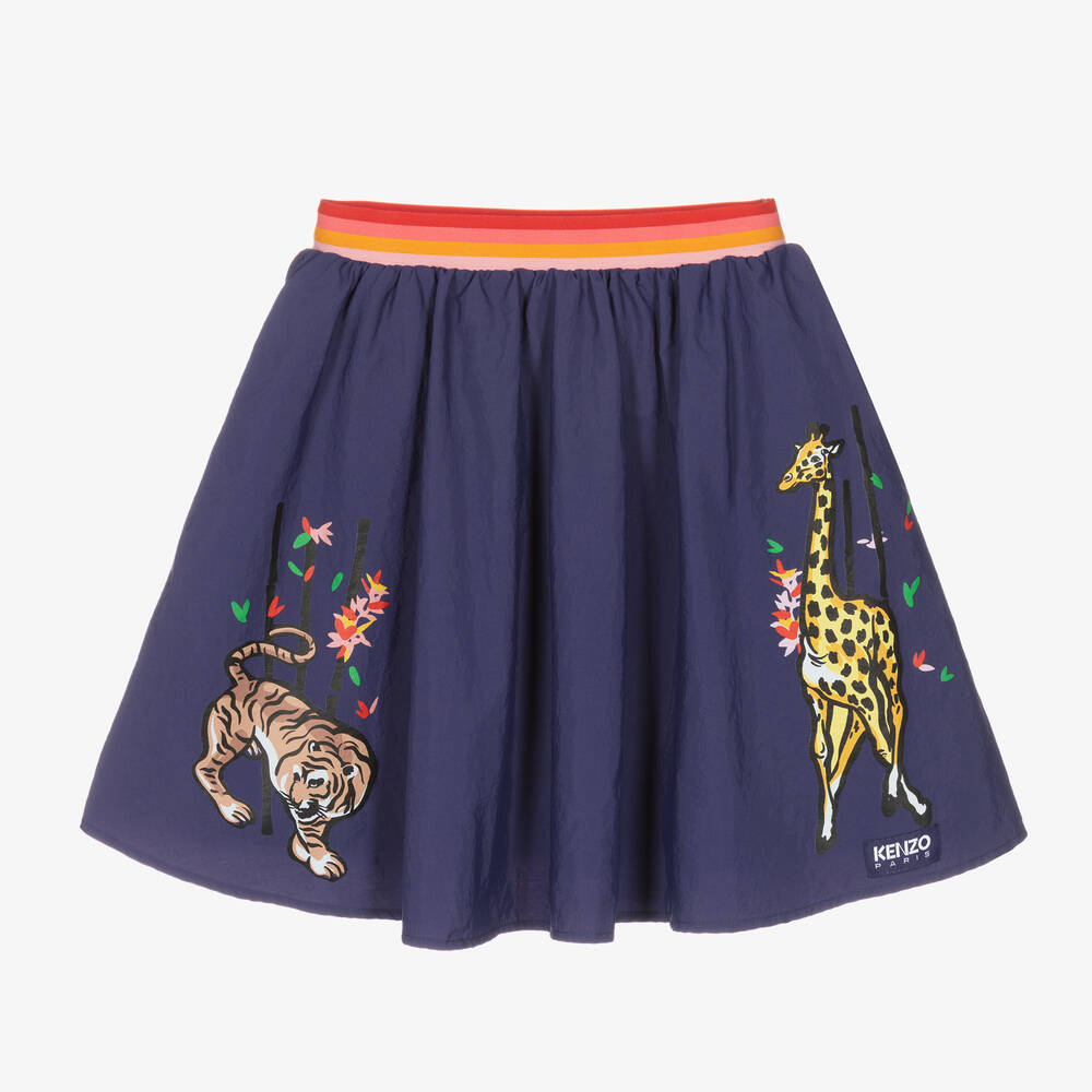 KENZO KIDS - Girls Navy Blue Logo Skirt | Childrensalon
