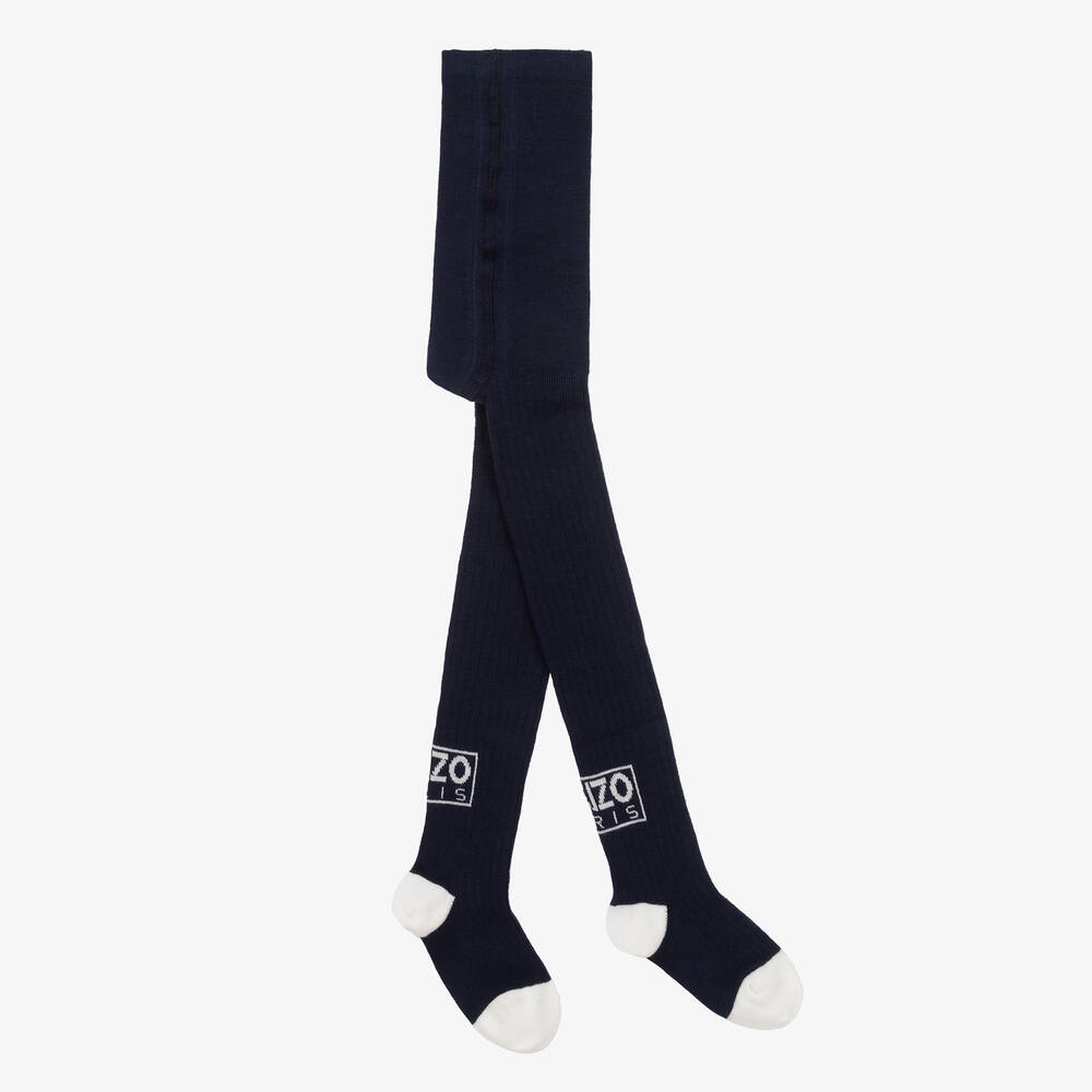KENZO KIDS-Girls Navy Blue Paris Tights | Childrensalon Outlet