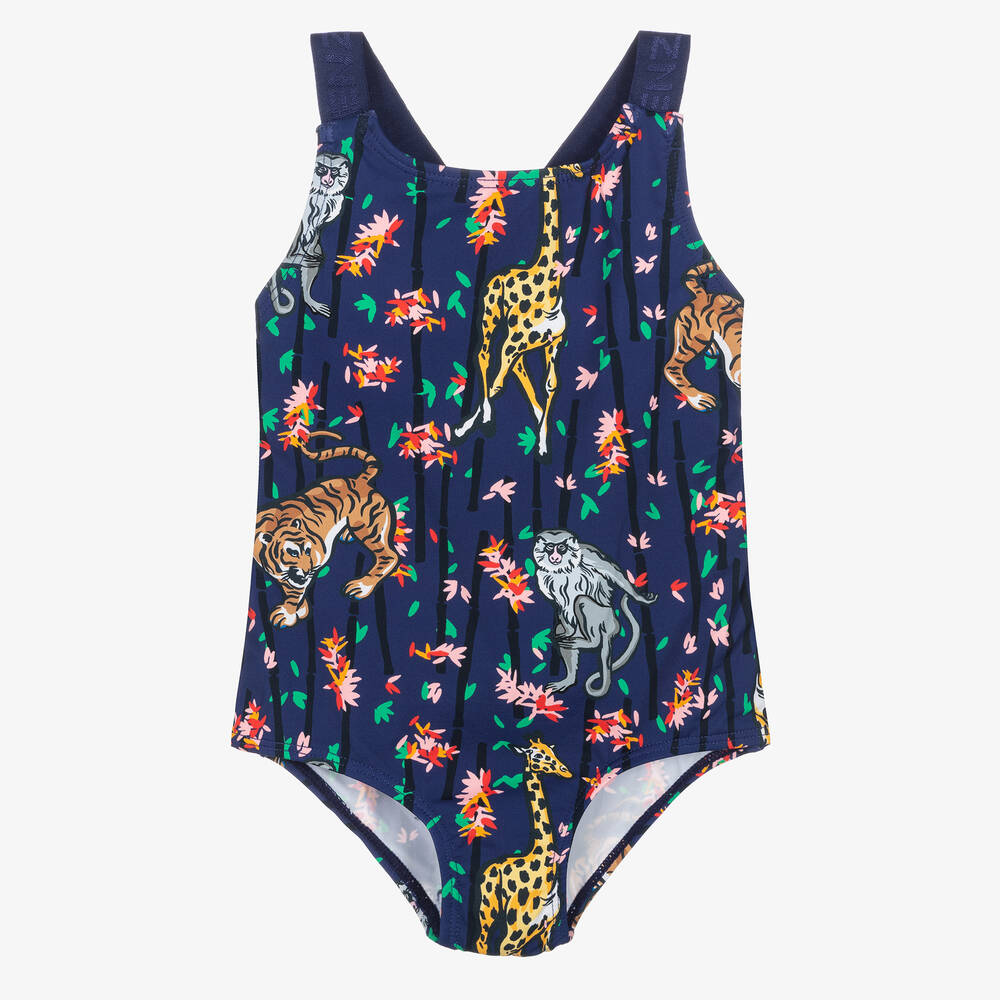 KENZO KIDS - Girls Navy Blue Swimsuit | Childrensalon