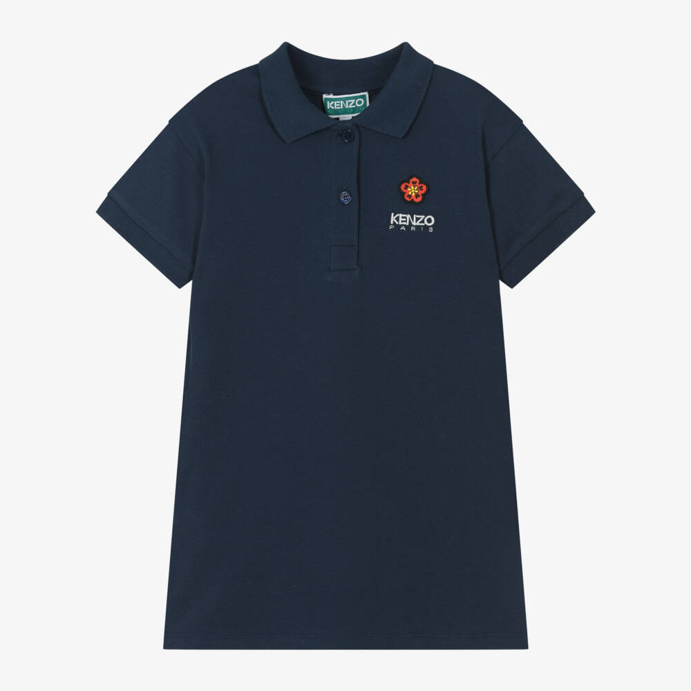 KENZO KIDS-Girls Navy Cotton Polo Dress | Childrensalon Outlet