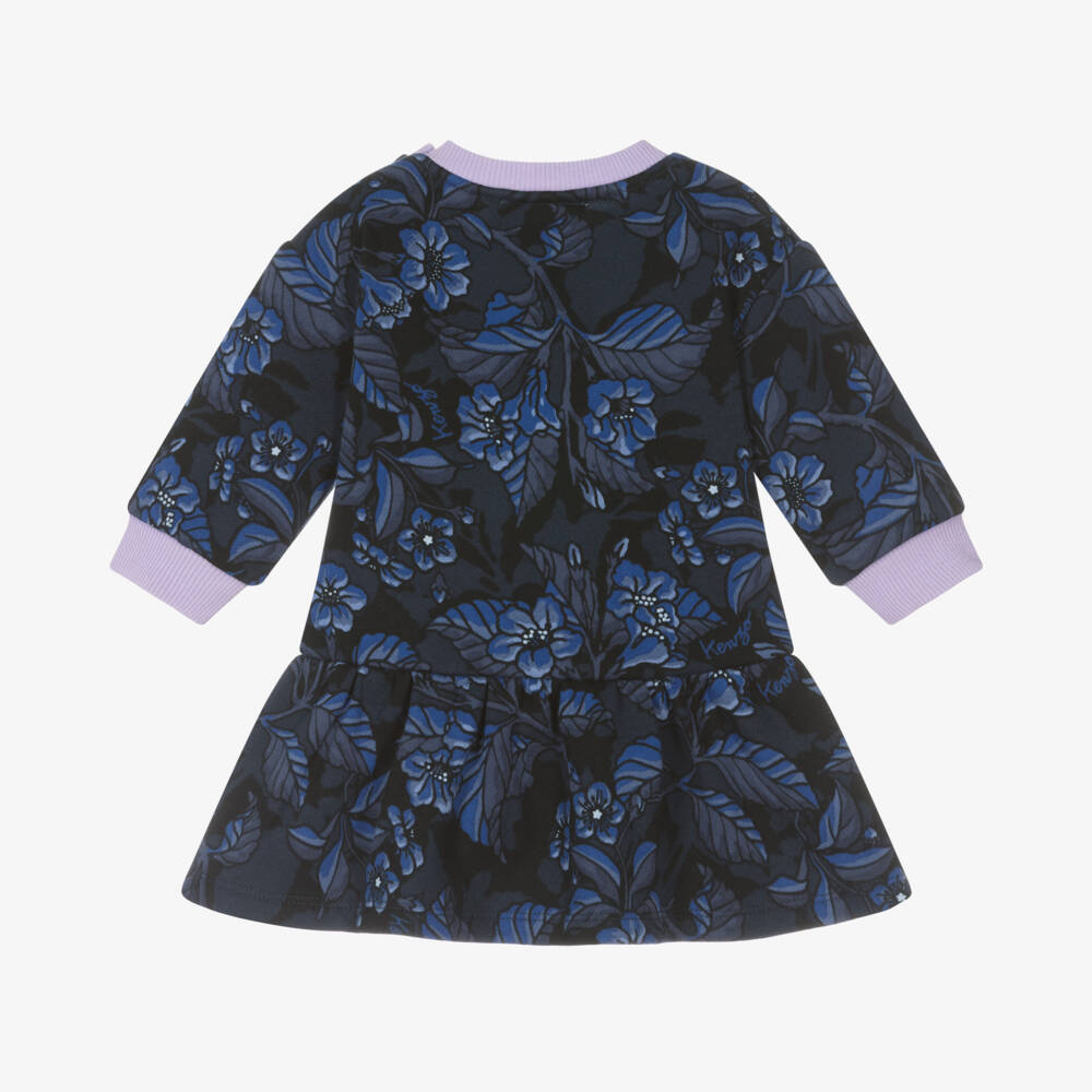 KENZO KIDS-Girls Navy Floral Cotton Dress | Childrensalon Outlet
