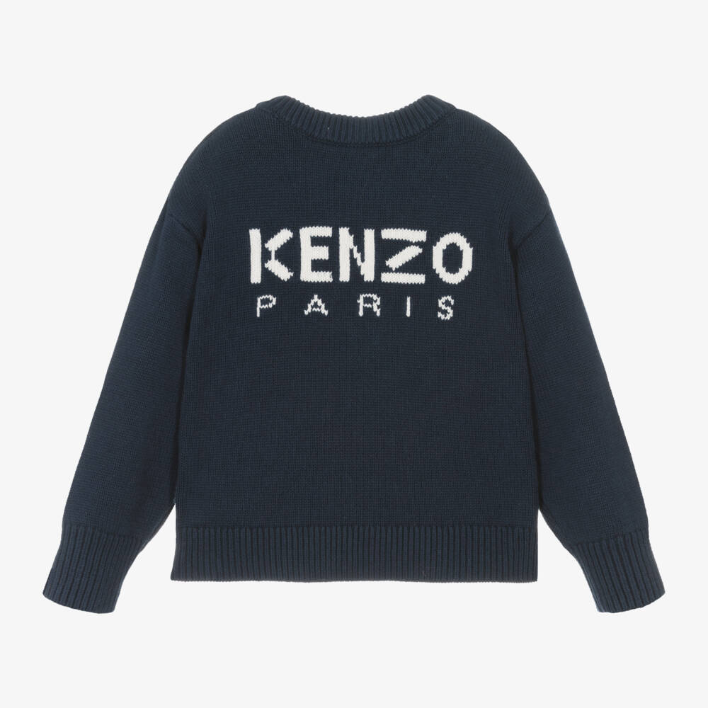 KENZO KIDS-Girls Navy Floral Knit Jumper | Childrensalon Outlet