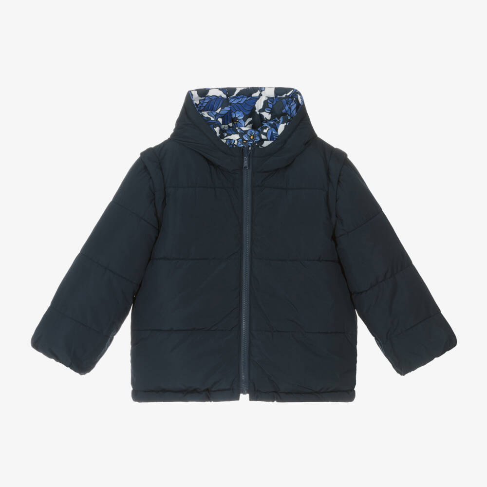 KENZO KIDS-Girls Navy Floral Reversible Coat | Childrensalon Outlet