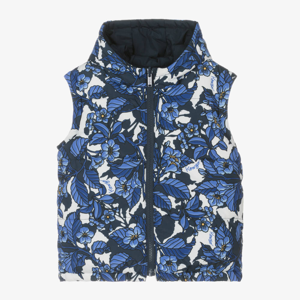 KENZO KIDS-Girls Navy Floral Reversible Coat | Childrensalon Outlet