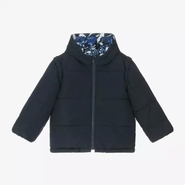 KENZO KIDS-Girls Navy Floral Reversible Coat | Childrensalon Outlet