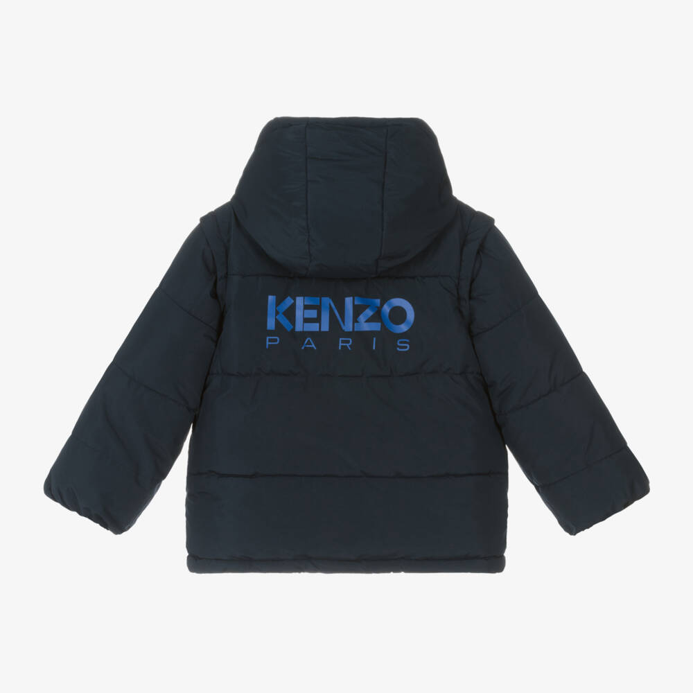 KENZO KIDS-Girls Navy Floral Reversible Coat | Childrensalon Outlet