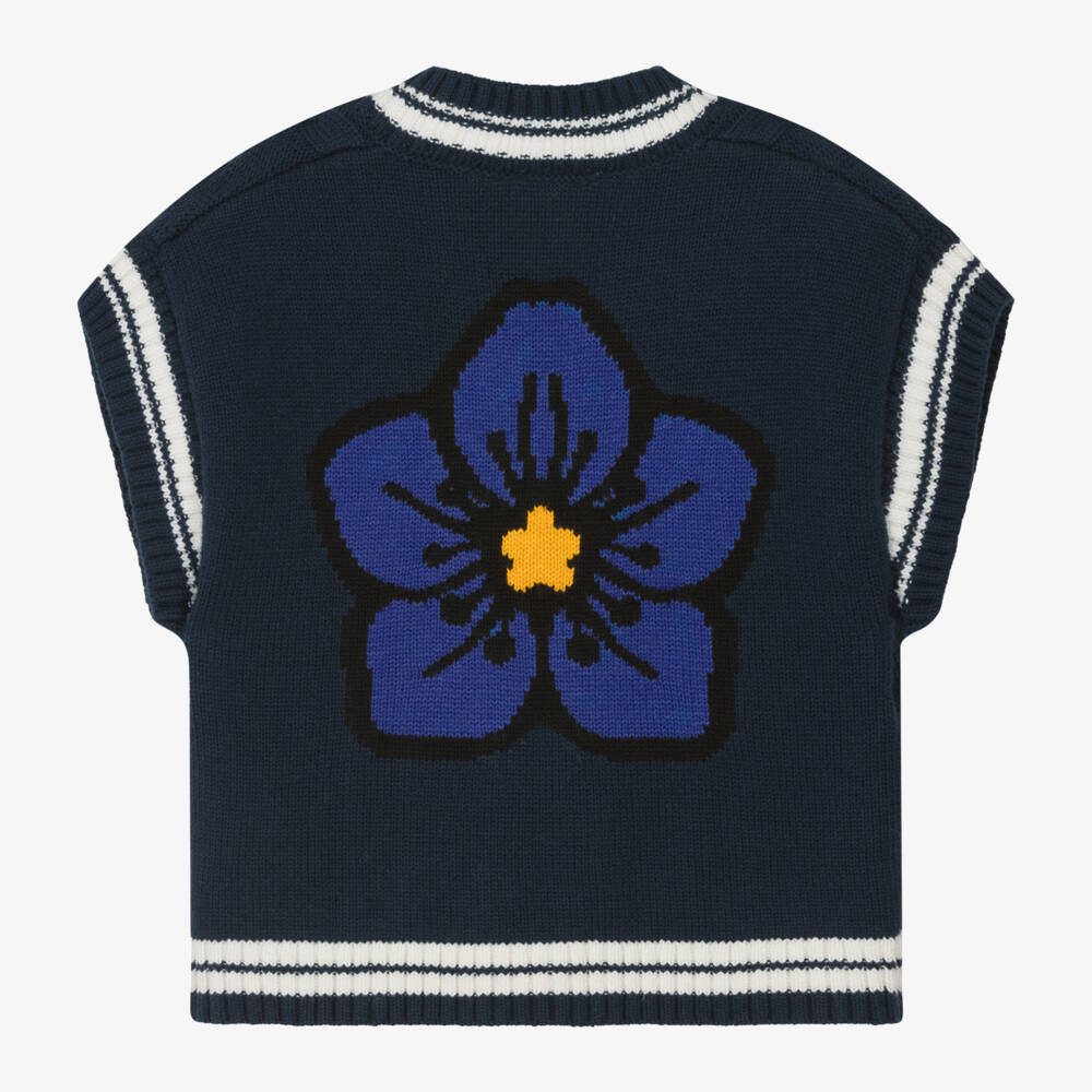 KENZO KIDS-Girls Navy Sleeveless Knit Pullover | Childrensalon Outlet
