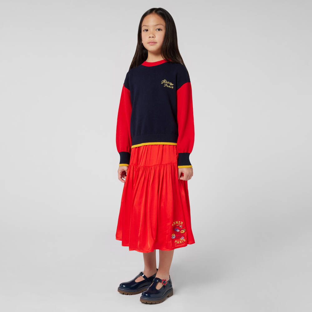 KENZO KIDS-Girls Navy Snake Knit Jumper | Childrensalon Outlet