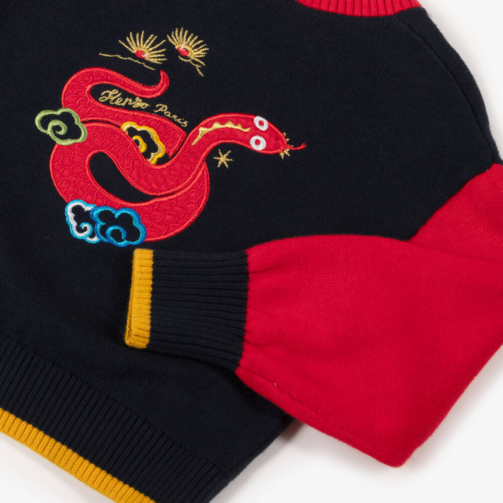 KENZO KIDS-Girls Navy Snake Knit Jumper | Childrensalon Outlet