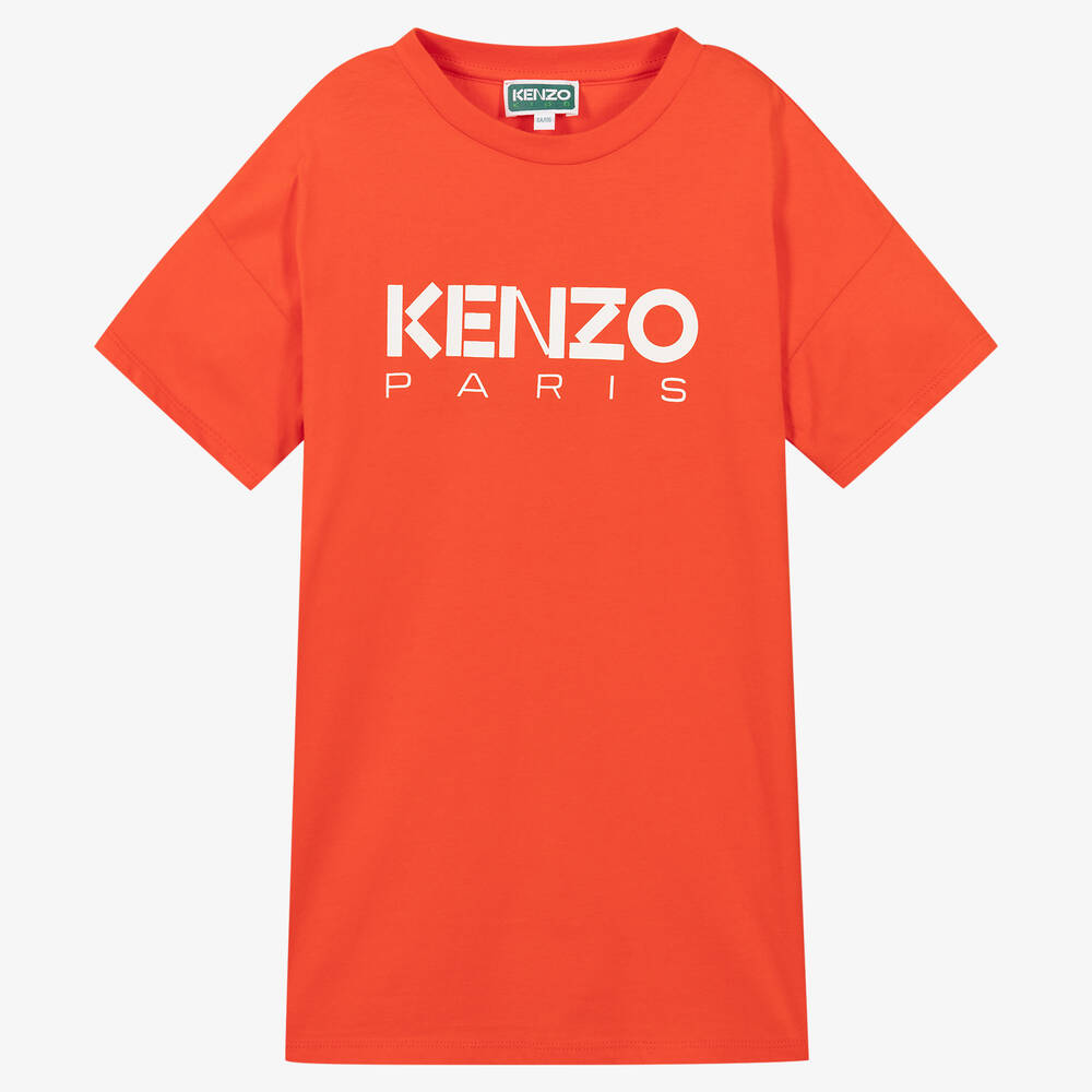 KENZO KIDS - فستان قطن عضوي لون برتقالي | Childrensalon