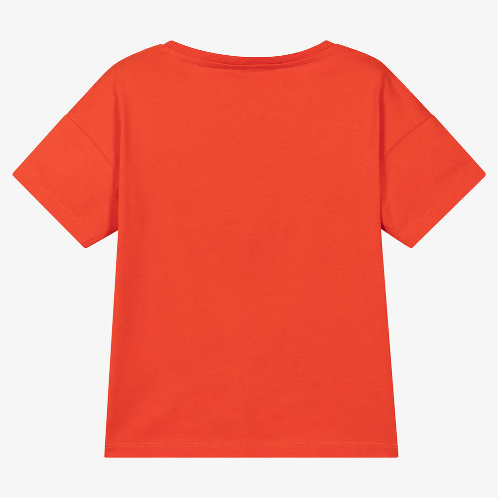 KENZO KIDS-تيشيرت قطن لون برتقالي للبنات | Childrensalon Outlet