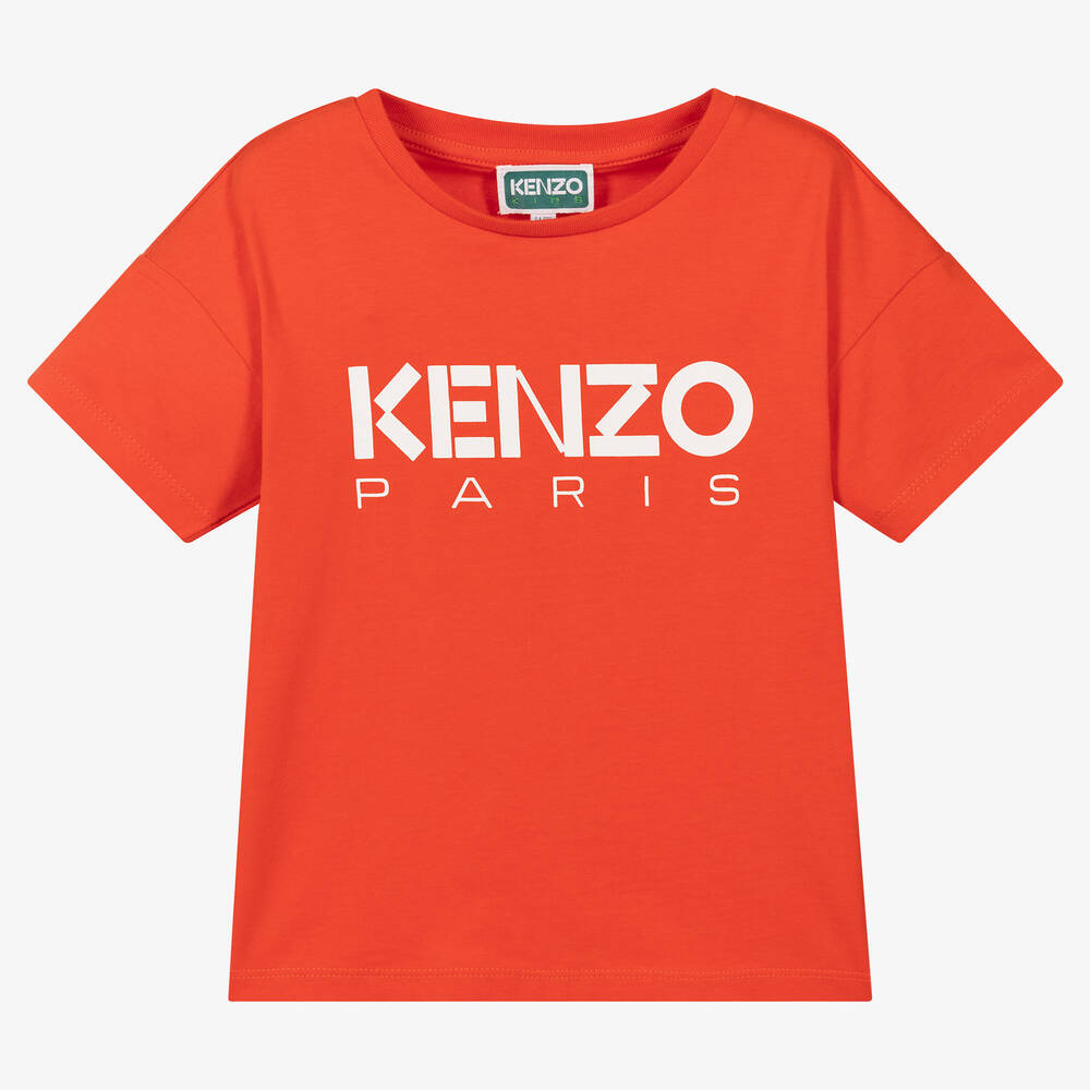 KENZO KIDS - Оранжевая хлопковая футболка | Childrensalon