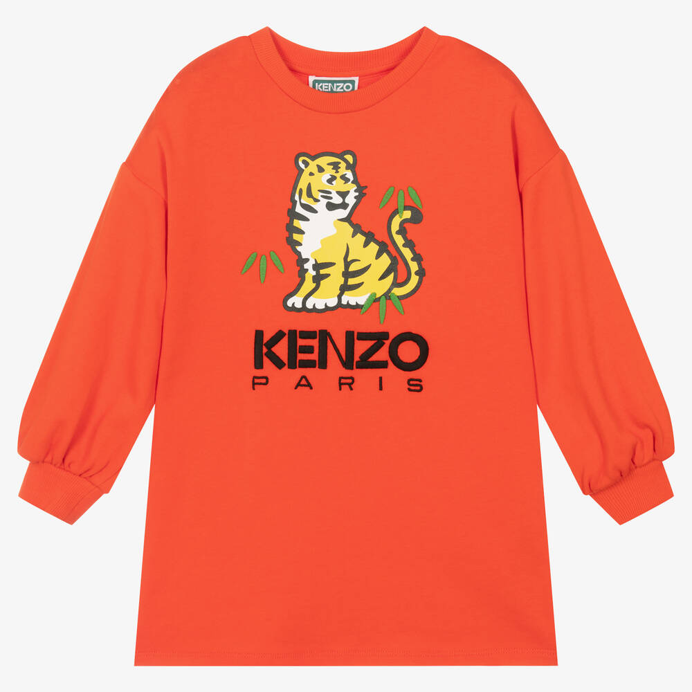 KENZO KIDS - Robe sweat orange KOTORA fille | Childrensalon