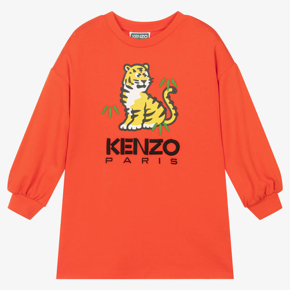 KENZO KIDS Girls Orange KOTORA Sweatshirt Dress Childrensalon Outlet