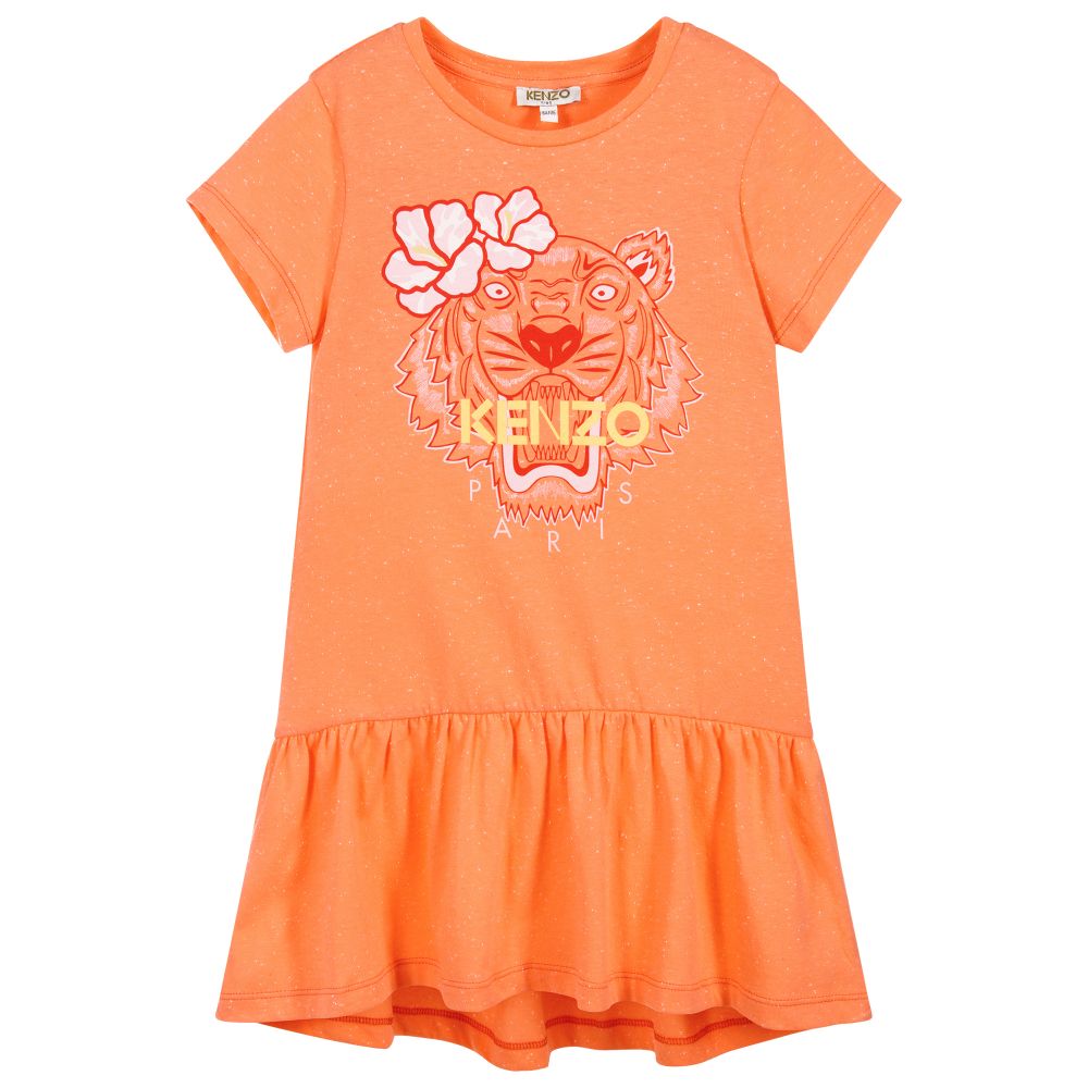 KENZO KIDS - Girls Orange Tiger Dress | Childrensalon