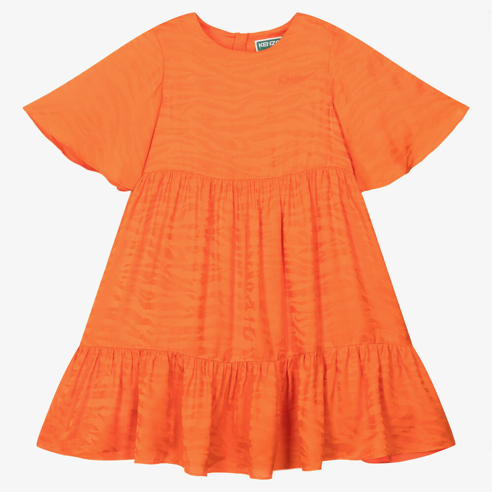 KENZO KIDS - Girls Orange Tiger Stripe Dress | Childrensalon