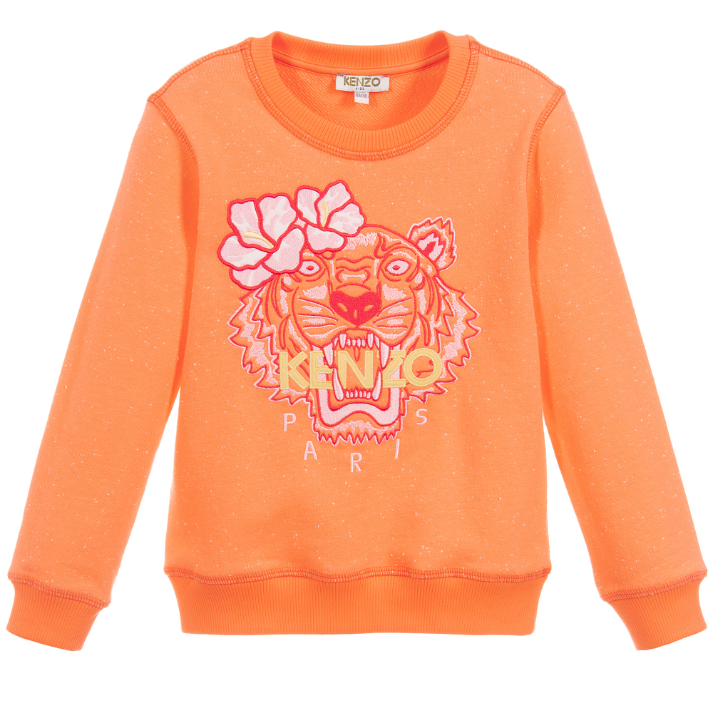KENZO KIDS - Girls Orange TIGER Sweatshirt | Childrensalon