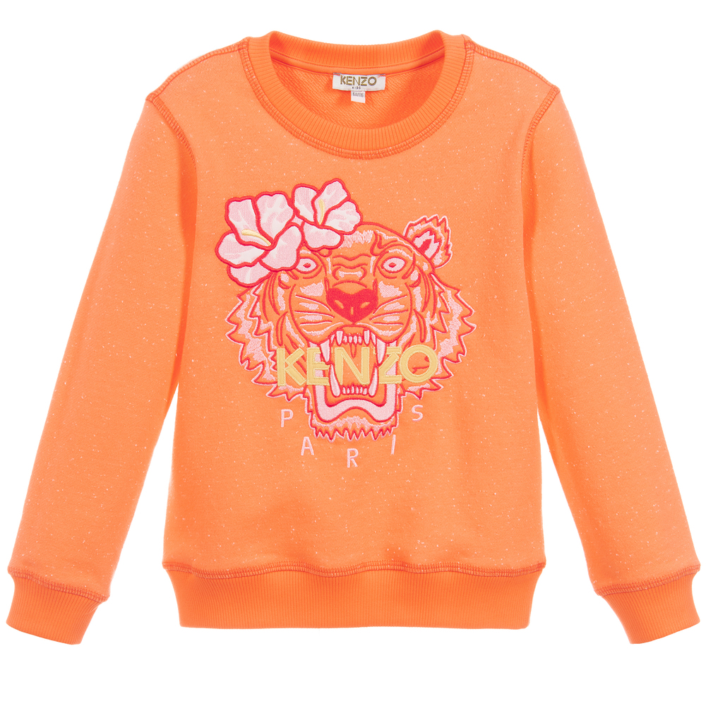 KENZO KIDS Girls Orange TIGER Sweatshirt Childrensalon Outlet