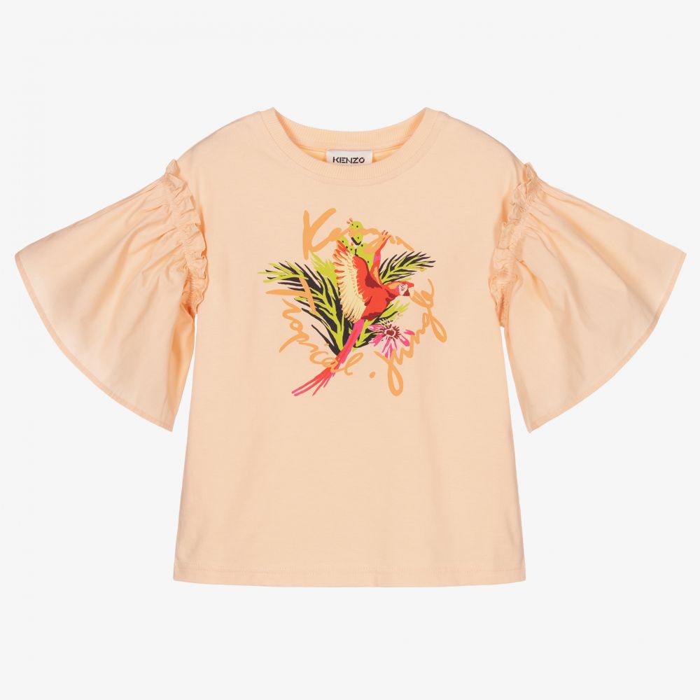 KENZO KIDS - Girls Orange Tropical T-Shirt | Childrensalon