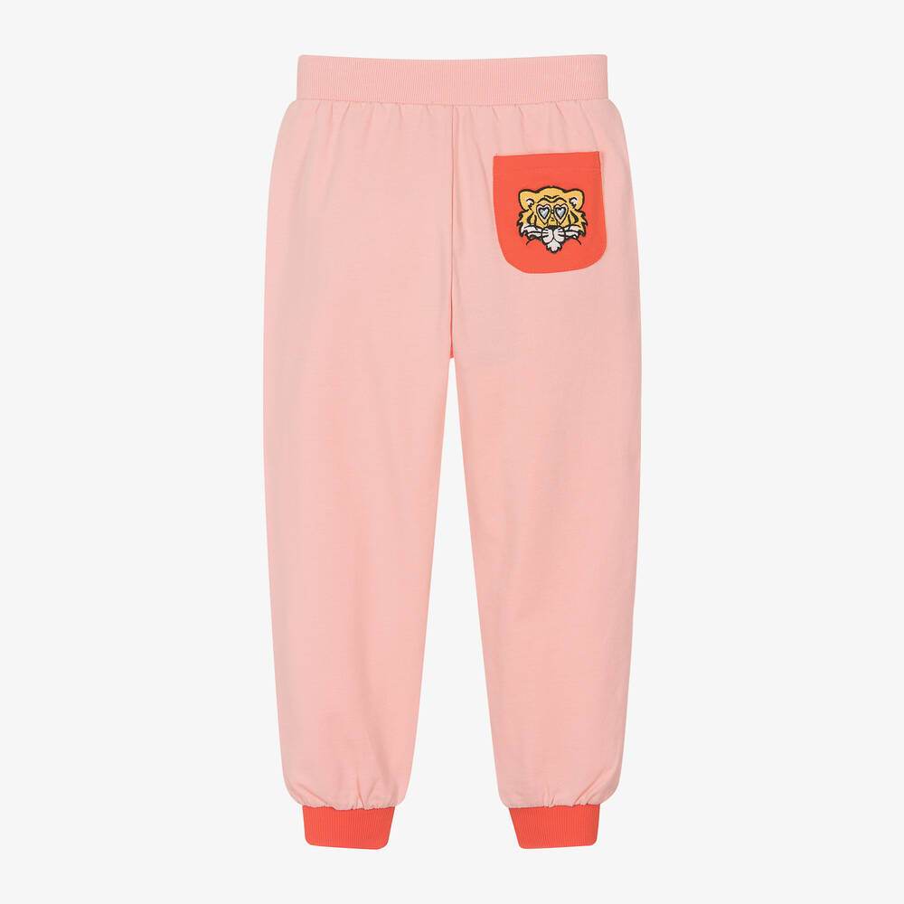 KENZO KIDS-Girls Pale Pink Colourblock Cotton Joggers | Childrensalon Outlet