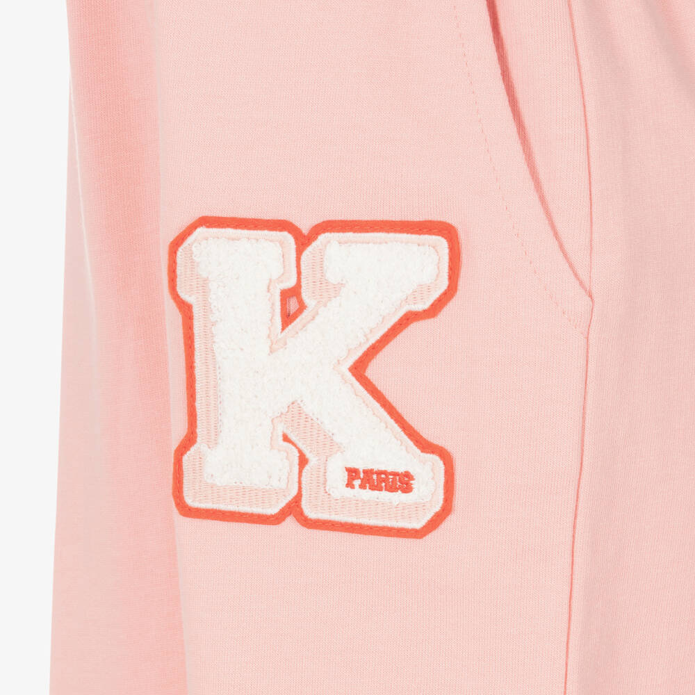 KENZO KIDS-Girls Pale Pink Colourblock Cotton Joggers | Childrensalon Outlet