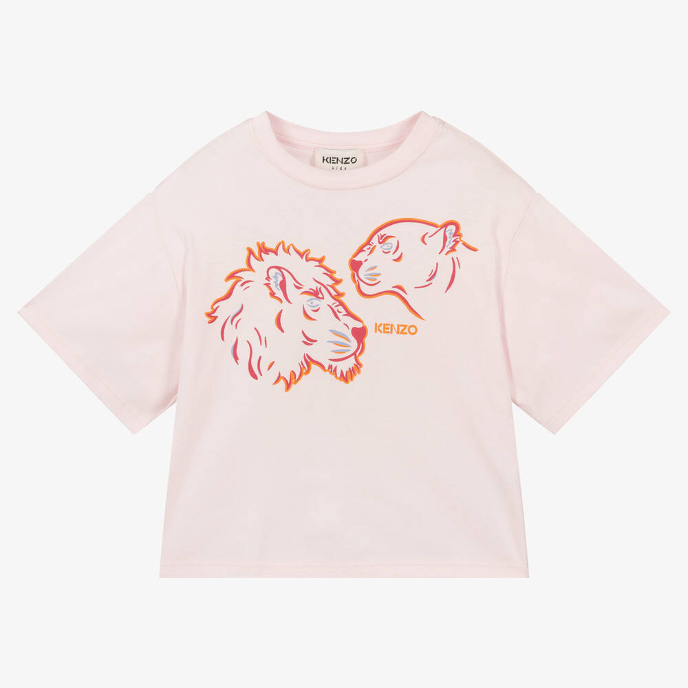 KENZO KIDS - Girls Pale Pink Multi-Iconics T-Shirt | Childrensalon