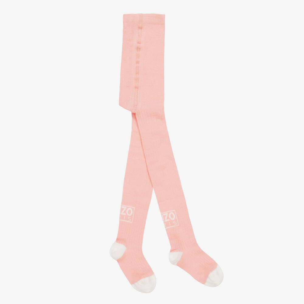 KENZO KIDS - Girls Pale Pink Paris Tights | Childrensalon