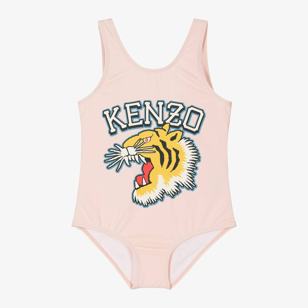 KENZO KIDS-Girls Pale Pink Varsity Tiger Swimsuit | Childrensalon Outlet