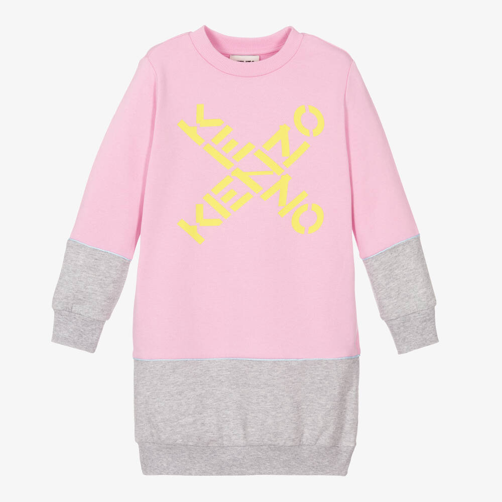 KENZO KIDS - Розовое платье с логотипом X для девочек | Childrensalon