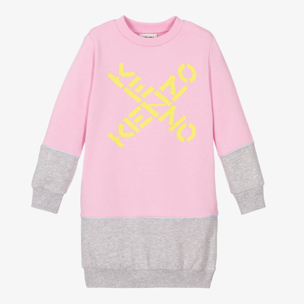 KENZO KIDS - Rosa Kleid mit großer X-Grafik (M) | Childrensalon