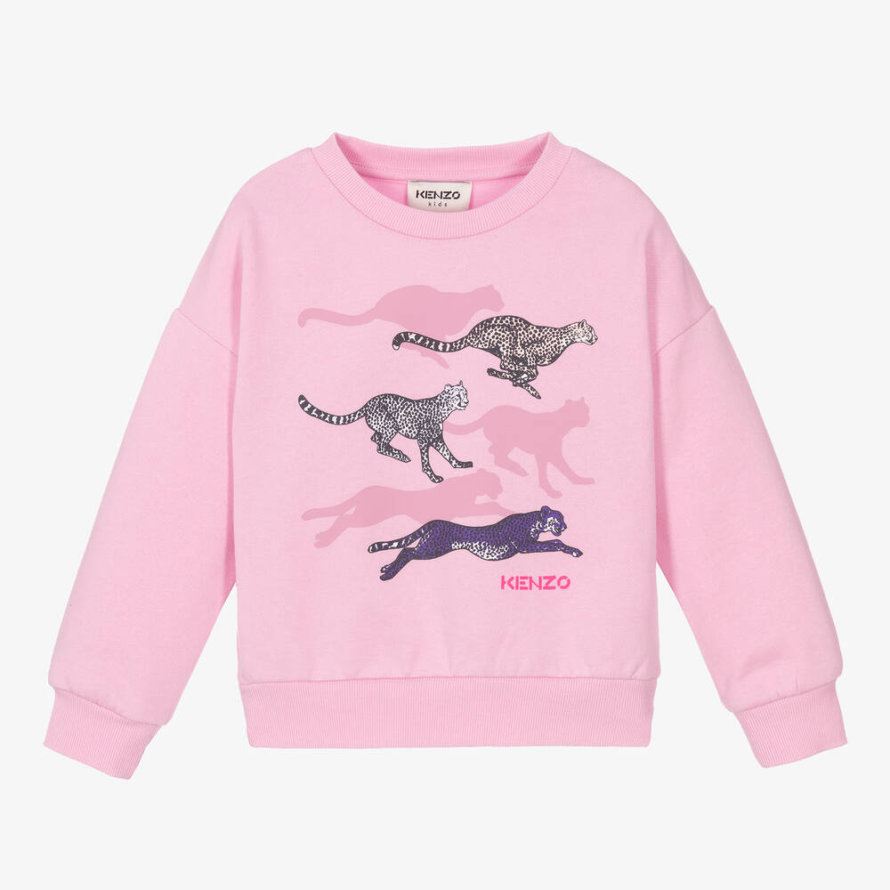 KENZO KIDS - Girls Pink Cheetah Sweatshirt | Childrensalon