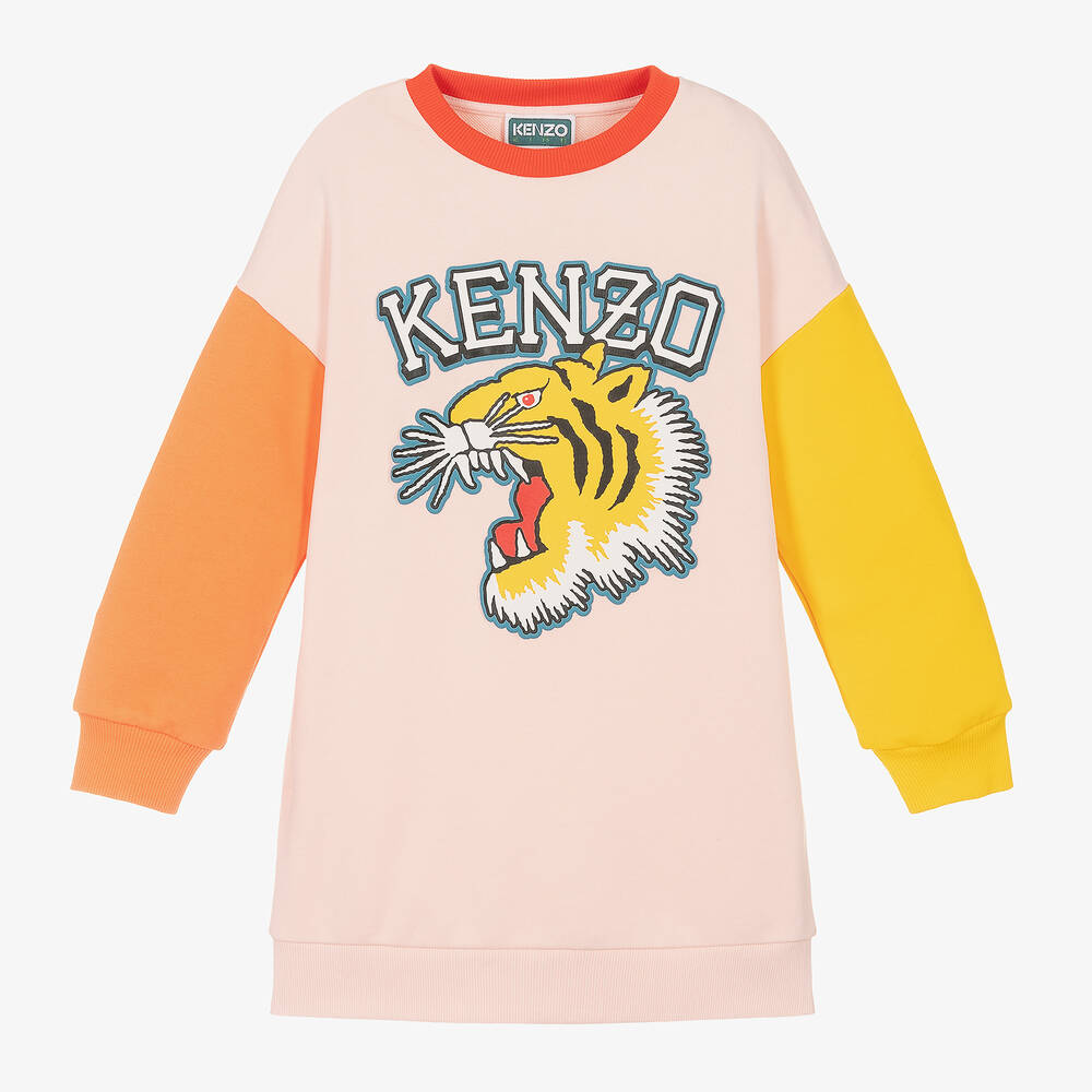 KENZO KIDS Robe rose colour block tigre fille Childrensalon Outlet