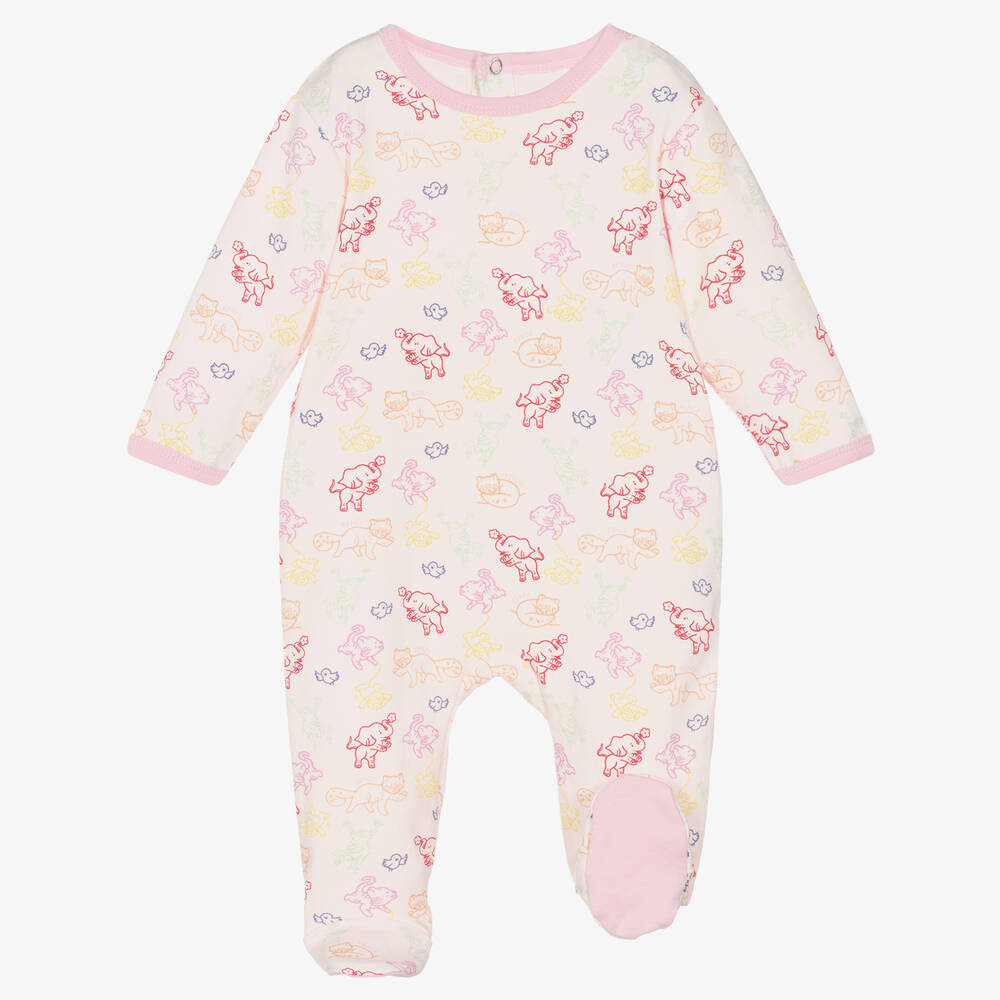 KENZO KIDS-Girls Pink Cotton Animal Babysuit Set | Childrensalon Outlet