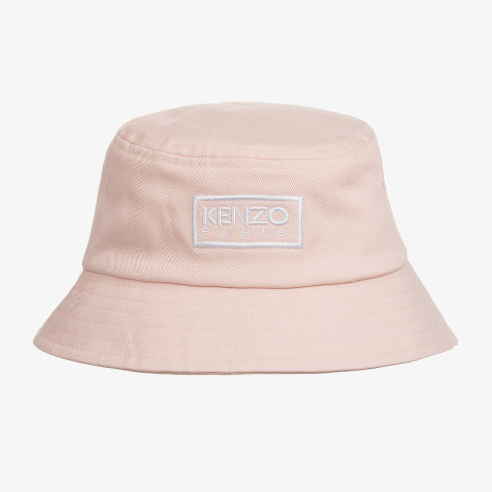 KENZO KIDS - Girls Pink Cotton Bucket Hat | Childrensalon
