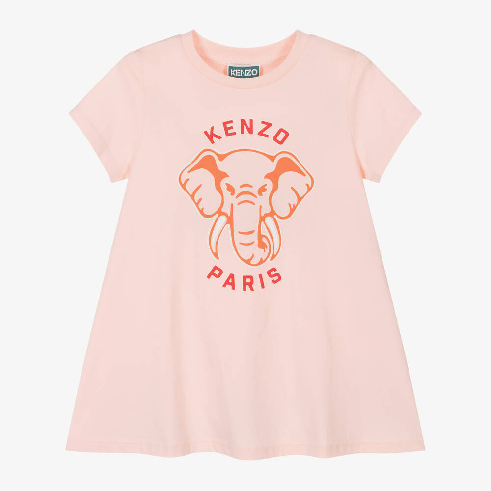 KENZO KIDS-Girls Pink Cotton Elephant Dress | Childrensalon Outlet
