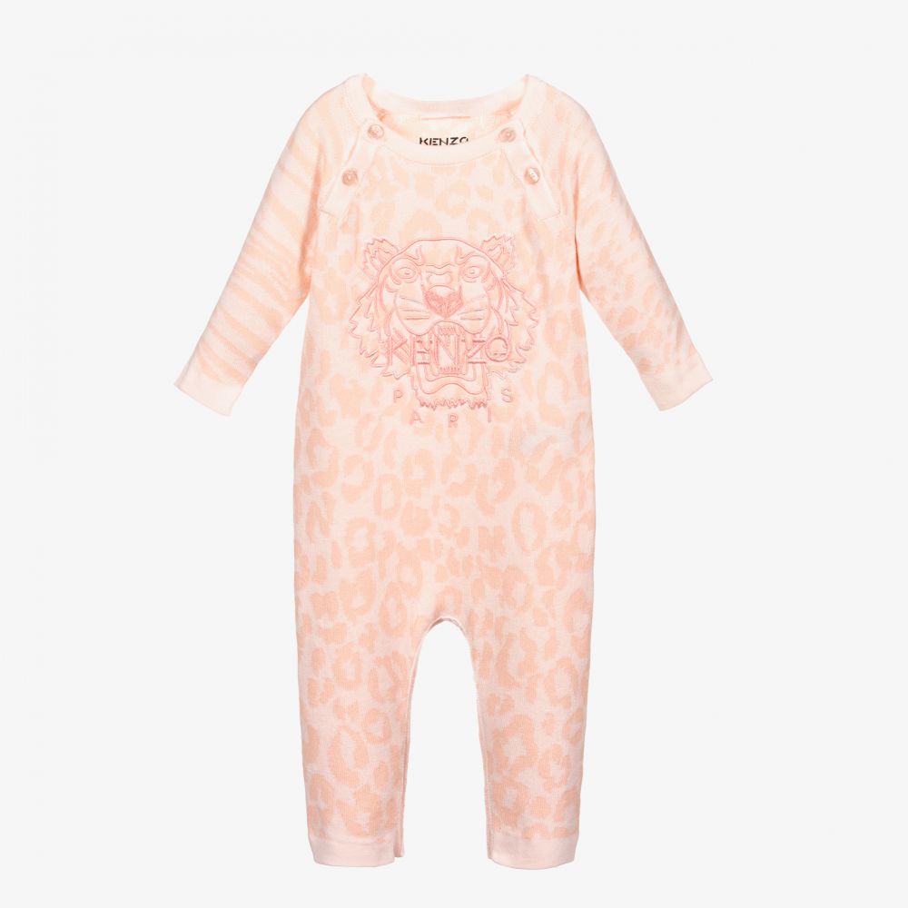 KENZO KIDS - Girls Pink Cotton Knit Romper | Childrensalon